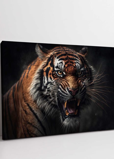 Tiger. Fierce big cat. Wildlife image. Printed Canvas picture print
