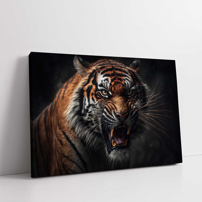 Tiger. Fierce big cat. Wildlife image. Printed Canvas picture print