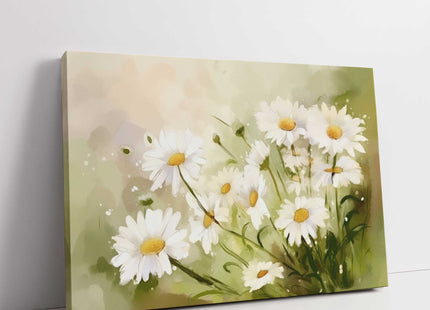 Daisies, painting effect Canvas picture print. Floral image.