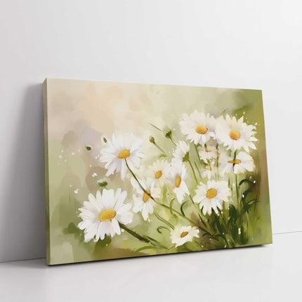Daisies, painting effect Canvas picture print. Floral image.