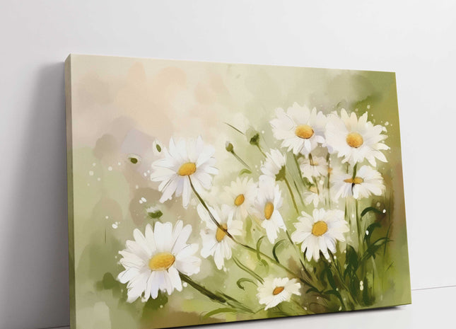 Daisies, painting effect Canvas picture print. Floral image.