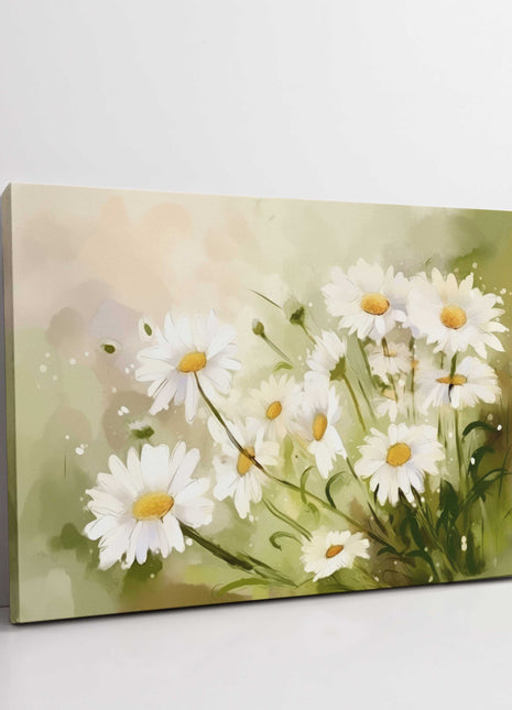 Daisies, painting effect Canvas picture print. Floral image.