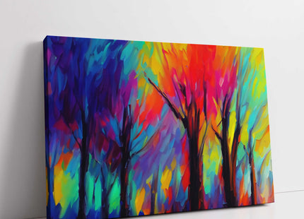 Abstract trees colourful background. Landscape Canvas picture print. Ideal gift.
