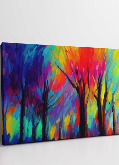 Abstract trees colourful background. Landscape Canvas picture print. Ideal gift.