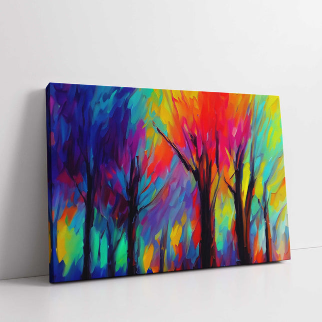 Abstract trees colourful background. Landscape Canvas picture print. Ideal gift.