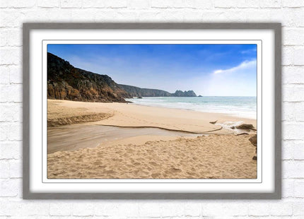 Porthcurno Beach, Cornwall. Framed picture print.