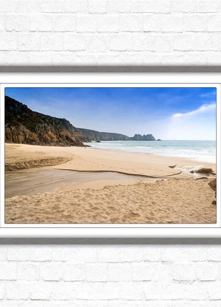 Porthcurno Beach, Cornwall. Framed picture print.