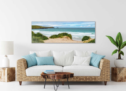 Fistral beach, Cornwall. Panoramic Canvas Print.