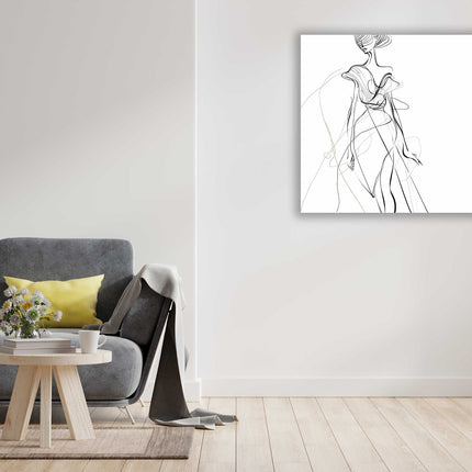 Line drawing of glamourous woman. Canvas picture print Modern wall art