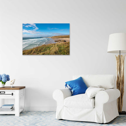 Perranporth beach, Cornwall. Canvas picture Print. Golden sandy beach.