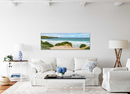Fistral beach, Cornwall. Panoramic Canvas Print.