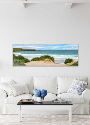 Fistral beach, Cornwall. Panoramic Canvas Print.