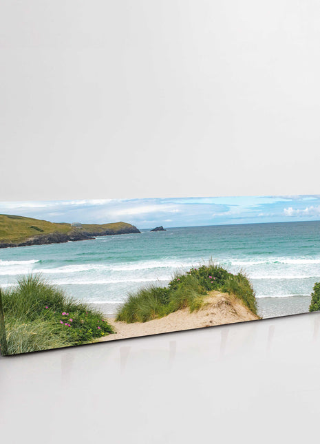 Fistral beach, Cornwall. Panoramic Canvas Print.