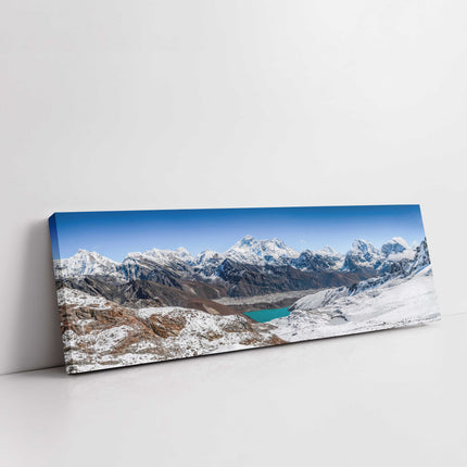 Himalaya summits, Everest panoramic canvas picture print. Mountain range Nepal