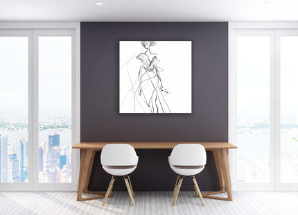 Line drawing of glamourous woman. Canvas picture print Modern wall art