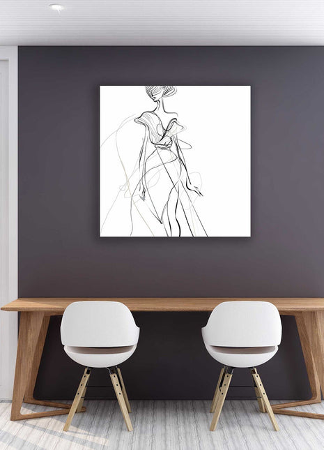 Line drawing of glamourous woman. Canvas picture print Modern wall art