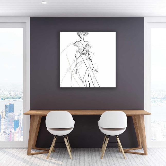 Line drawing of glamourous woman. Canvas picture print Modern wall art
