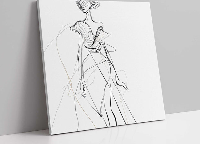Line drawing of glamourous woman. Canvas picture print Modern wall art