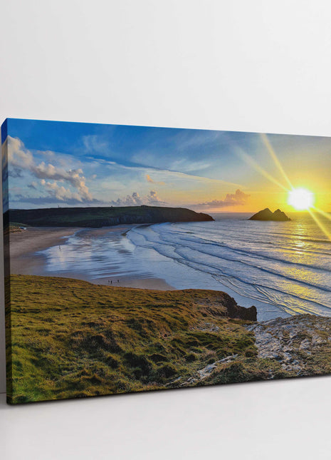 Holywell bay at sunset,north cornwall, near newquay canvas picture print