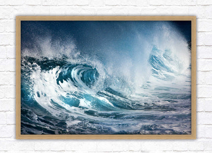 Waves. Framed picture print with a choice of frame colours. Beach seascape