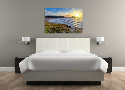 Holywell bay at sunset,north cornwall, near newquay canvas picture print