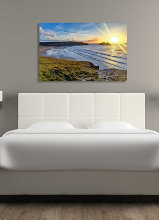 Holywell bay at sunset,north cornwall, near newquay canvas picture print