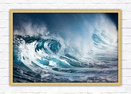 Waves. Framed picture print with a choice of frame colours. Beach seascape