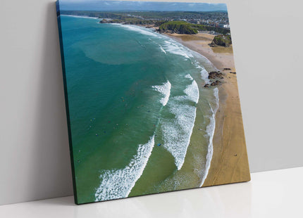 Newquay beaches and coastline. Aerial image of popular Cornish town canvas