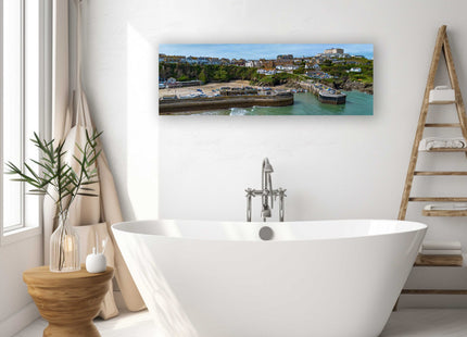 Newquay Harbour, Cornwall. Aerial view. Panoramic canvas picture print