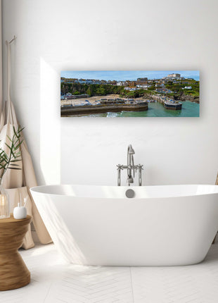 Newquay Harbour, Cornwall. Aerial view. Panoramic canvas picture print