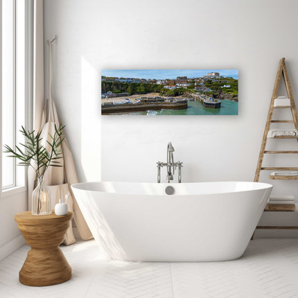 Newquay Harbour, Cornwall. Aerial view. Panoramic canvas picture print