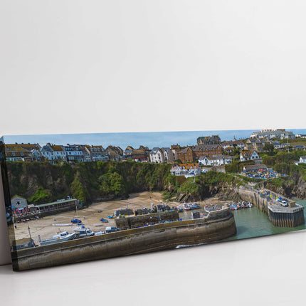 Newquay Harbour, Cornwall. Aerial view. Panoramic canvas picture print
