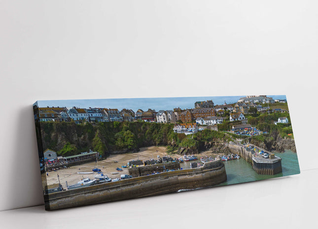 Newquay Harbour, Cornwall. Aerial view. Panoramic canvas picture print