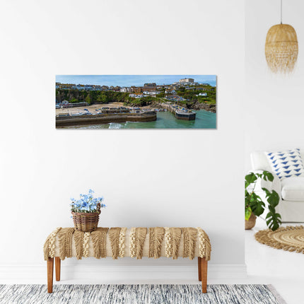 Newquay Harbour, Cornwall. Aerial view. Panoramic canvas picture print