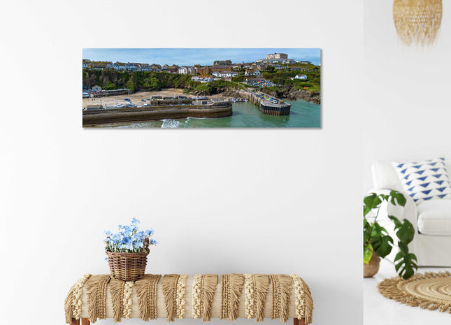 Newquay Harbour, Cornwall. Aerial view. Panoramic canvas picture print