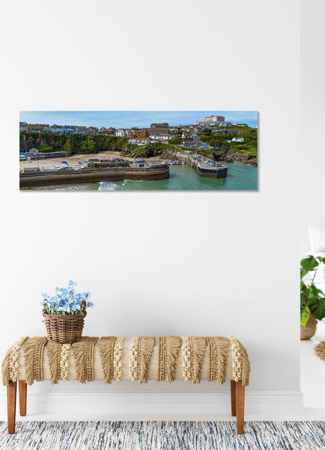 Newquay Harbour, Cornwall. Aerial view. Panoramic canvas picture print