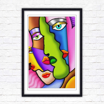 Art deco abstract faces. Modern artwork framed print choice on frames