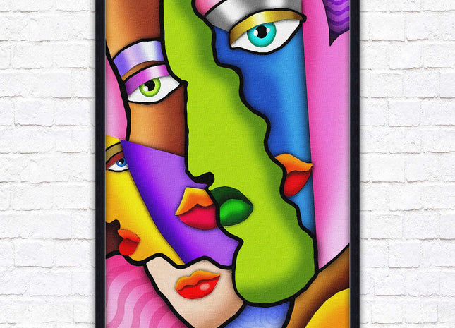 Art deco abstract faces. Modern artwork framed print choice on frames