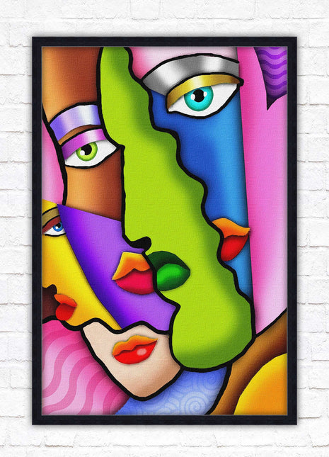 Art deco abstract faces. Modern artwork framed print choice on frames