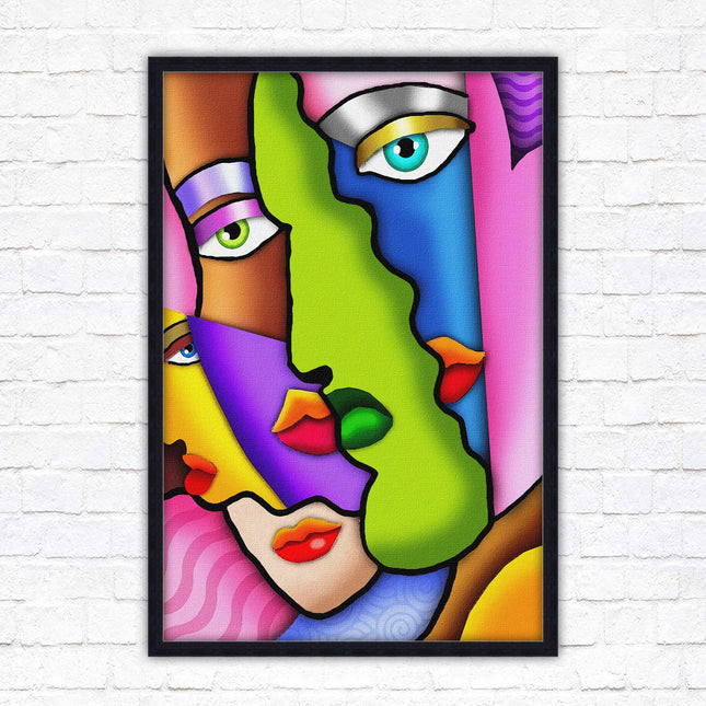Art deco abstract faces. Modern artwork framed print choice on frames