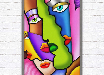 Art deco abstract faces. Modern artwork framed print choice on frames