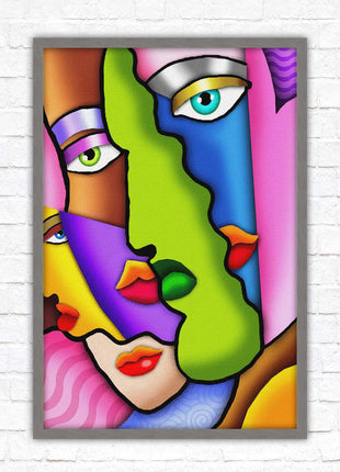 Art deco abstract faces. Modern artwork framed print choice on frames