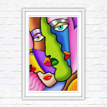 Art deco abstract faces. Modern artwork framed print choice on frames