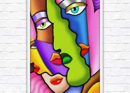 Art deco abstract faces. Modern artwork framed print choice on frames