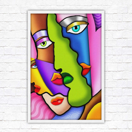 Art deco abstract faces. Modern artwork framed print choice on frames