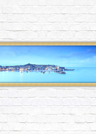 St Ives Harbour. Panoramic framed picture print, Cornwall beach scene. Choice