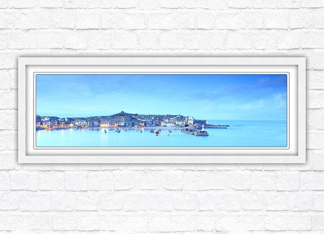 St Ives Harbour. Panoramic framed picture print, Cornwall beach scene. Choice