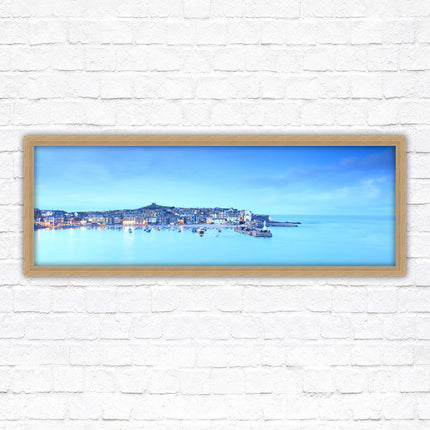 St Ives Harbour. Panoramic framed picture print, Cornwall beach scene. Choice