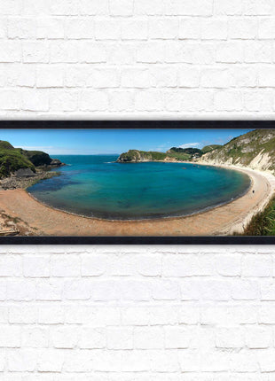 Lulworth cove, Dorset. Panoramic framed picture print jurassic coast dorset