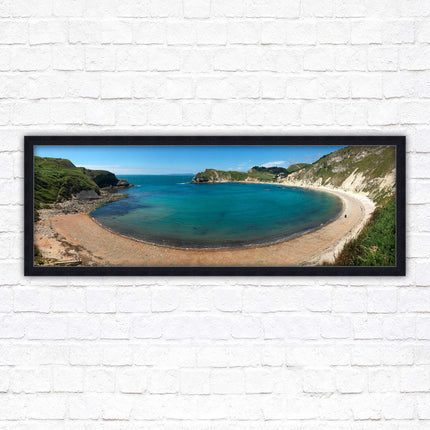 Lulworth cove, Dorset. Panoramic framed picture print jurassic coast dorset